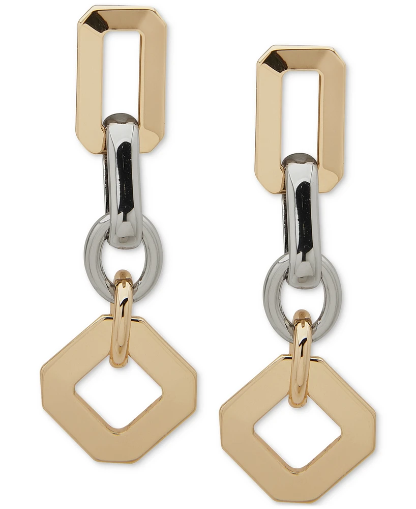 Karl Lagerfeld Paris Two-Tone Faceted Geometric Linear Drop Earrings