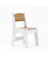 LuxenHome Children Play Table with Bookcase and 2 Chairs Set