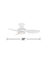 Casa Vieja 36" Whirl Modern Country Indoor Outdoor Ceiling Fan 3 Blade Led Light Remote Control Matte White Finish Blades Bedroom Patio Living Room Ki