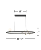 Possini Euro Design Allen 39 1/4" Modern Pendant Ceiling Light Fixture Dining Room Over Table Kitchen Island Foyer Hanging Linear Unique Led Dimmable