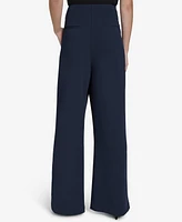 Halston Women's Scuba Lace-Up Wide-Leg Pants