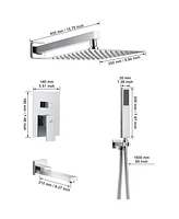 Boyel Living 3-Function Shower System Rain System Wall-Mounted Shower Head with Handheld Shower Sprayer Shower System with Bathtub Spout, Brushed Nick