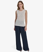 Halston Women's Textured-Knit Sleeveless Round-Neck Top