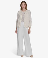 Halston Women's Boucle Collarless Open-Front Cardigan