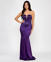 City Studios Juniors' Rhinestone-Embellished Satin Gown, Created for Macy's