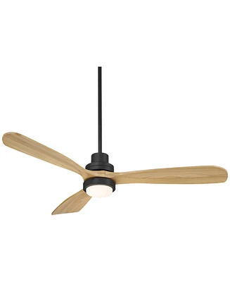 Casa Vieja 52" Delta Modern Country Indoor Outdoor Ceiling Fan 3 Blade Cct Led Light Remote Control Matte Black Finish Wood Blades Bedroom Patio Livin