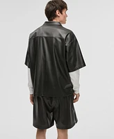 Mode of One Men's Relaxed-Fit Perforated Faux-Leather Camp Shirt, Exclusively at Macy's