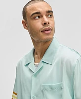 Mode of One Men's Twill Contrast-Trim Relaxed-Fit Camp Shirt, Exclusively at Macy's