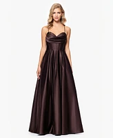 Blondie Nites Juniors' Gathered-Bust Boned-Waist Ball Gown