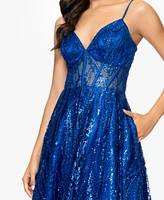 Blondie Nites Juniors' Sequin Illusion Ball Gown