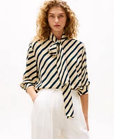 Tommy Hilfiger x Sofia Richie Grainge Women's Fluid Brenton Striped Tie-Neck Shirt