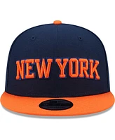 New Era Men's Navy/Orange New York Knicks Jersey Hook Statement Edition 9FIFTY Snapback Hat