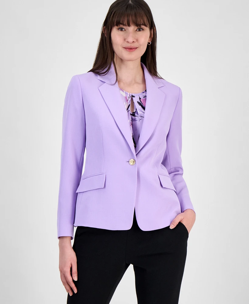 Kasper Women's One Button Notched Collar Blazer, Regular & Petite