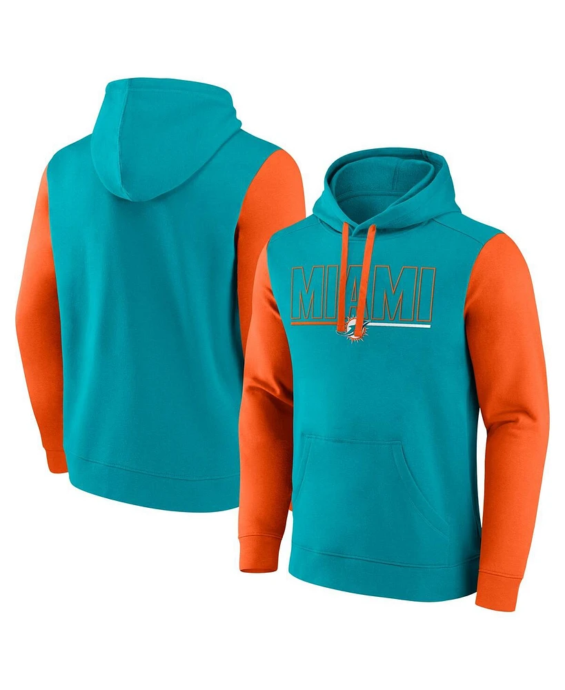 Fanatics Men's Aqua/Orange Miami Dolphins Outline Pullover Hoodie