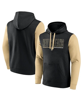 Fanatics Men's Black/Gold New Orleans Saints Outline Pullover Hoodie