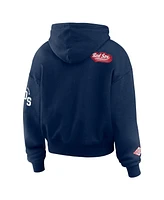 Wear by Erin Andrews Women's Navy Boston Red Sox Patch Quarter-Zip Hoodie