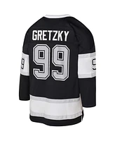 Mitchell & Ness Big Boys and Girls Wayne Gretzky Black Los Angeles Kings 1992/93 Captain Patch Blue Line Player Jersey