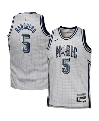 Nike Big Boys and Girls Paolo Banchero Silver Orlando Magic 2024/25 Swingman Player Jersey - City Edition