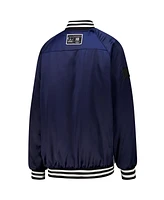 Gameday Couture Women's Navy/Orange Chicago Bears Oversized Hot Shot Rhinestone Throwback Full-Snap Varsity Bomber Jacket