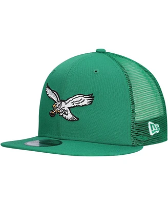 New Era Men's Kelly Green Philadelphia Eagles Throwback Main Trucker 9FIFTY Snapback Hat