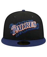 New Era Men's Black San Diego Padres Shadow Stitch 59FIFTY Fitted Hat