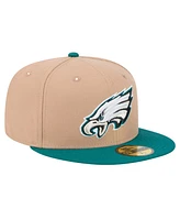 New Era Men's Tan Philadelphia Eagles Logo Main 59FIFTY Fitted Hat