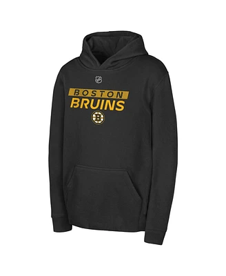 Outerstuff Big Boys and Girls Black Boston Bruins Authentic Pro Wordmark Fleece Pullover Hoodie