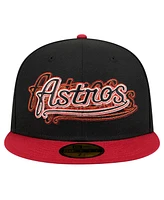 New Era Men's Black Houston Astros Shadow Stitch 59FIFTY Fitted Hat