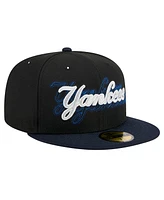 New Era Men's Black York Yankees Shadow Stitch 59FIFTY Fitted Hat