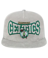 New Era Men's Gray Boston Celtics Throwback Corduroy Golfer Snapback Hat