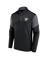 Fanatics Men's Black Pittsburgh Penguins Logo Quarter-Zip Top