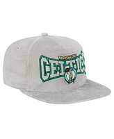 New Era Men's Gray Boston Celtics Throwback Corduroy Golfer Snapback Hat