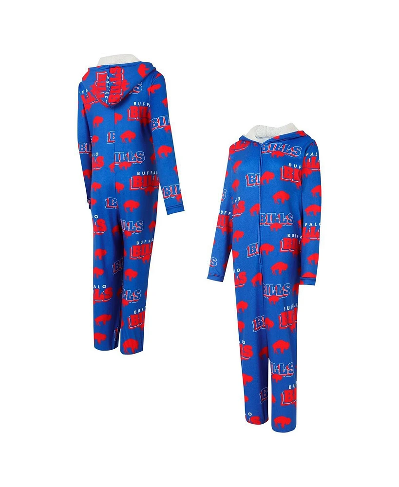 Concepts Sport Women's Royal Buffalo Bills Throwback Roadway Allover Print Microfleece Full-Zip Union Suit