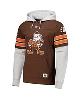 '47 Brand Men's Brown Cleveland Browns Throwback Double Header Blitz Cornerback Pullover Hoodie