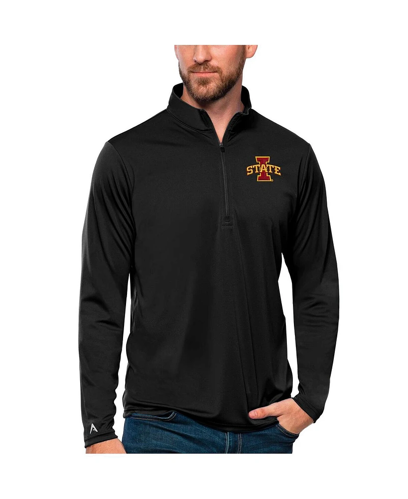 Antigua Men's Black Iowa State Cyclones Tribute Quarter-Zip Top