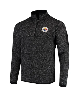 Antigua Men's Heather Black Pittsburgh Steelers Fortune Quarter-Zip Pullover Jacket