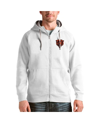 Antigua Men's White Chicago Bears Victory Full-Zip Hoodie