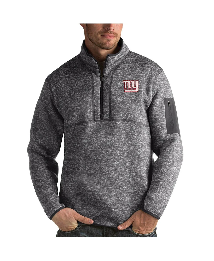 Antigua Men's Charcoal New York Giants Fortune Quarter-Zip Pullover Jacket