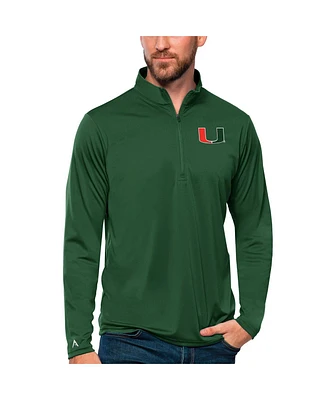 Antigua Men's Green Miami Hurricanes Tribute Quarter-Zip Top