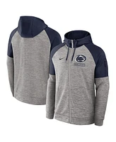 Nike Men's Heather Gray Penn State Nittany Lions Fitness Raglan Performance Full-Zip Hoodie