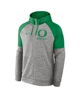 Nike Men's Heather Gray Oregon Ducks Fitness Raglan Performance Full-Zip Hoodie