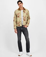 Sun + Stone Men's Sean Long Sleeve Corduroy-Collar Zip-Front Floral Jacket, Exclusively at Macy's