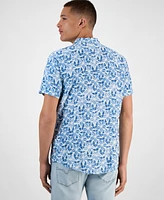 Guess Men's Slim Fit Short Sleeve Printed Button-Front Shirt