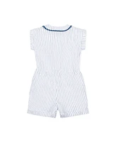 Hope & Henry Girls' Linen Peter Pan Collar Button Front Romper