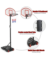 Gymax Basketball System Hoop Stand Backboard w/ Adjustable Height Wheels & 2 Nets