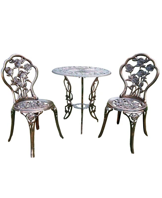 Slickblue 3-Piece Outdoor Bistro Set with Rose Design for Patio and Garden