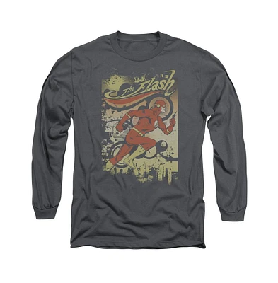 Flash Men's Dc Comics Just Passing Through Long Sleeve Adult Tee / T-Shirt