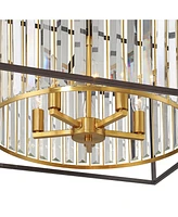 Possini Euro Design Milne 20" Modern Pendant Chandelier Ceiling Light Fixture Dining Room Over Table Kitchen Island Foyer Drum Hanging 5-Light Clear O