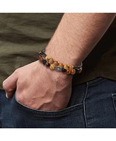 Lucky Brand Tiger s Eye, Black Onyx, Picture Jasper Stretch Bead & Magnetic Cord Bracelet Set - 2 Piece