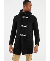 Leif Nelson Men's Men s Long Hooded Knit Coat-Style Cardigan with Toggle Closure